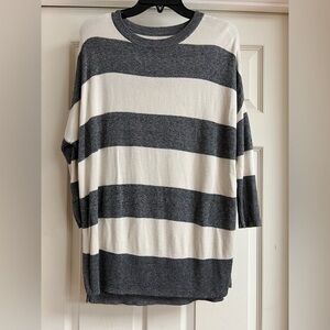 Women’s Striped Gray and Cream Sweater